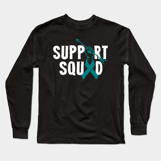 Support Squad Ovarian Cancer Awareness tumors Ribbon Long Sleeve T-Shirt by ArtedPool